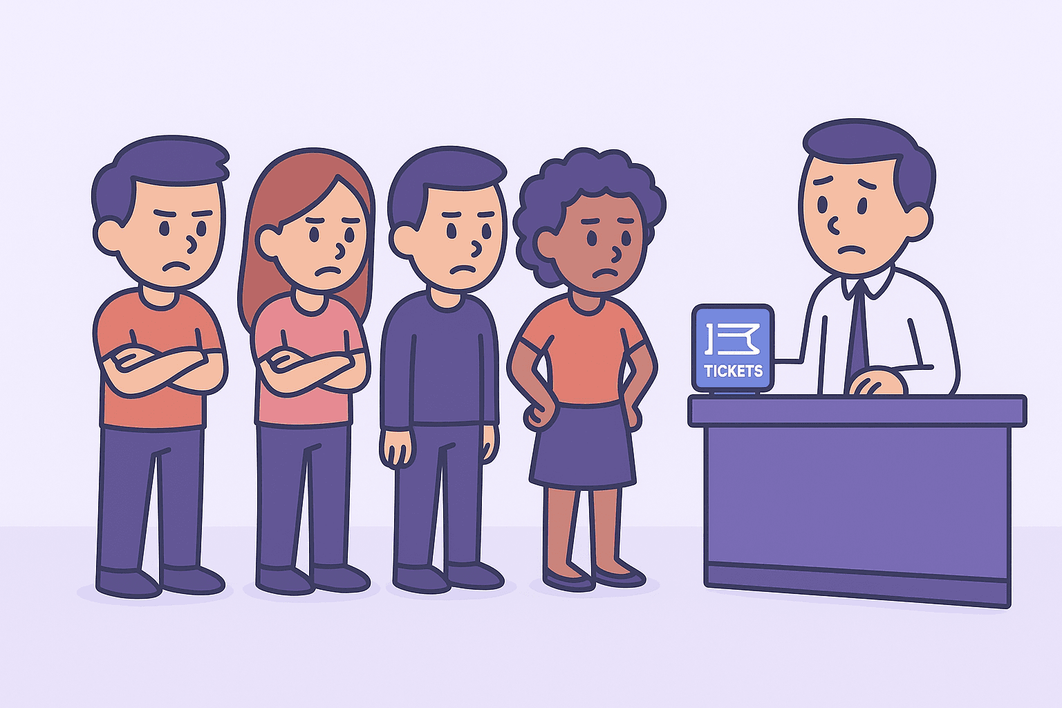 Fila parada na compra de fichas